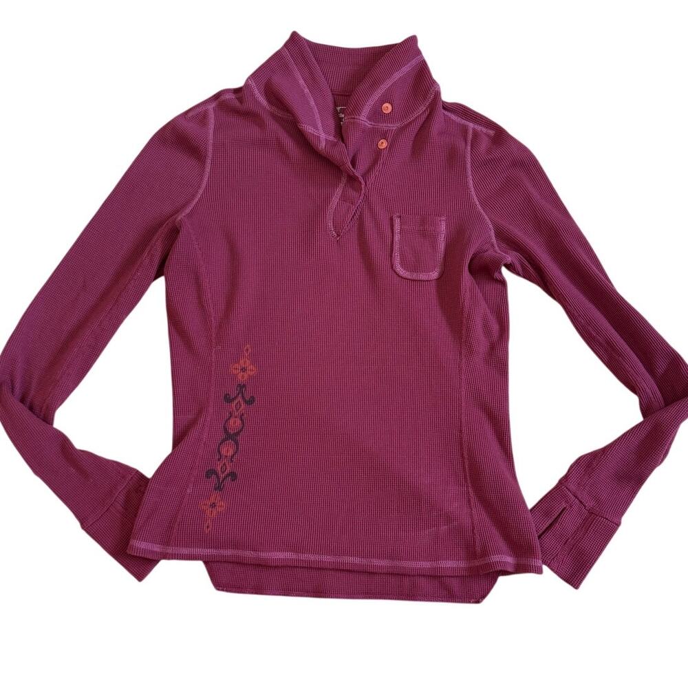 Y2K Title Nine red waffle knit long sleeve shirt womens small